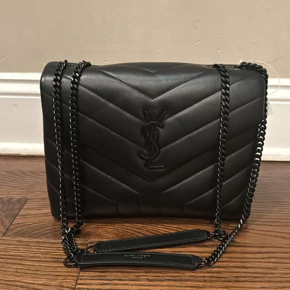 Yves Saint Laurent Black Chevron Shoulder Bag - Picture 11 of 15